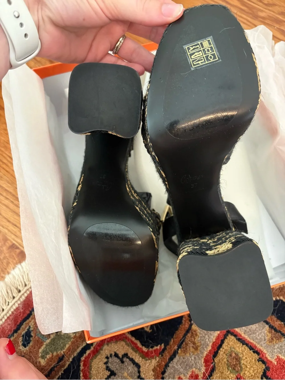 NIB Castaner Anne Braided Ankle-Strap Platform Sandals